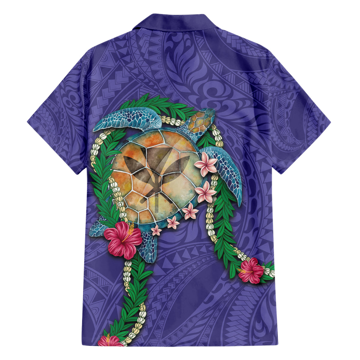 Hawaii Pikake and Maile Lei Family Matching Short Sleeve Bodycon Dress and Hawaiian Shirt Honu Polynesian Pattern Purple Color LT03 - Polynesian Pride