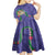 Hawaii Pikake and Maile Lei Kid Short Sleeve Dress Honu Polynesian Pattern Purple Color