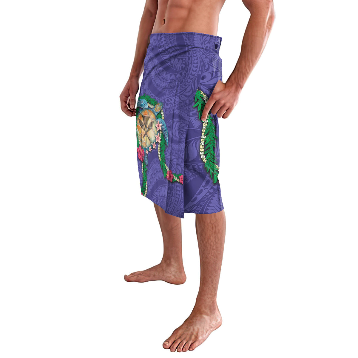 Hawaii Pikake and Maile Lei Lavalava Honu Polynesian Pattern Purple Color