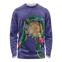 Hawaii Pikake and Maile Lei Long Sleeve Shirt Honu Polynesian Pattern Purple Color LT03 Unisex Purple - Polynesian Pride