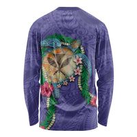 Hawaii Pikake and Maile Lei Long Sleeve Shirt Honu Polynesian Pattern Purple Color LT03 - Polynesian Pride