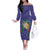 Hawaii Pikake and Maile Lei Off The Shoulder Long Sleeve Dress Honu Polynesian Pattern Purple Color