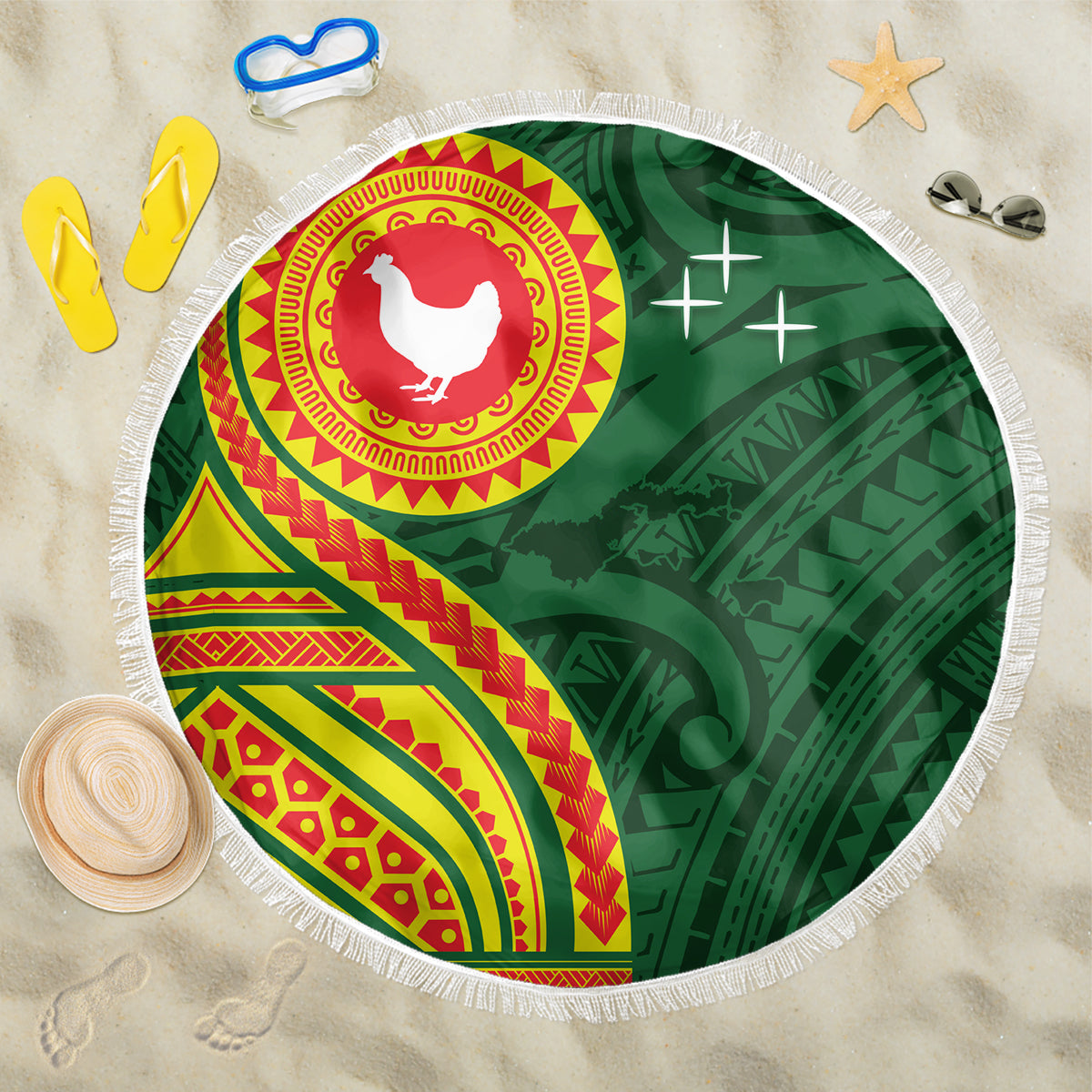 Manu'a Cession Day Beach Blanket Polynesian Pattern