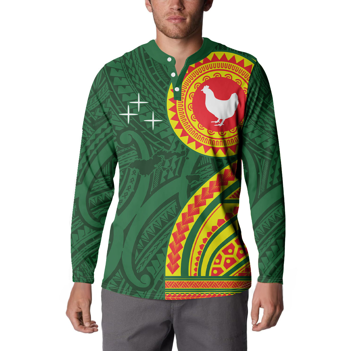 Manu'a Cession Day Button Sweatshirt Polynesian Pattern