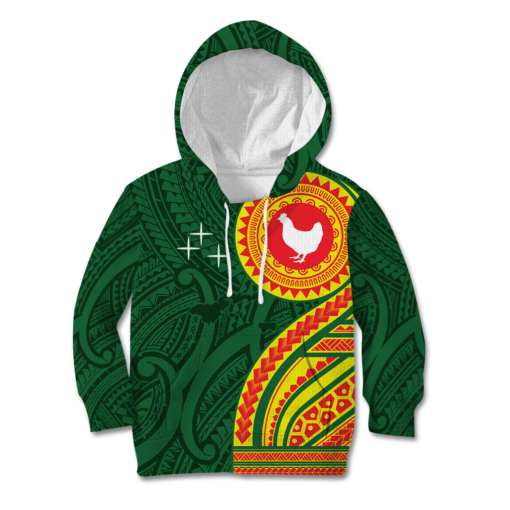 Manu'a Cession Day Kid Hoodie Polynesian Pattern LT03 Hoodie Green - Polynesian Pride