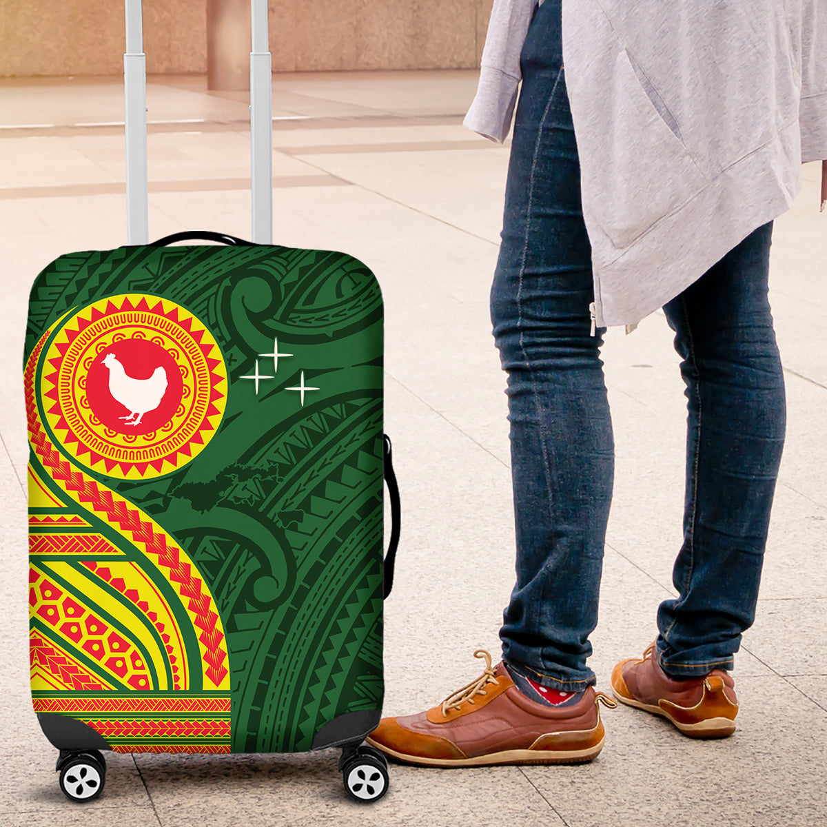 Manu'a Cession Day Luggage Cover Polynesian Pattern LT03 Green - Polynesian Pride
