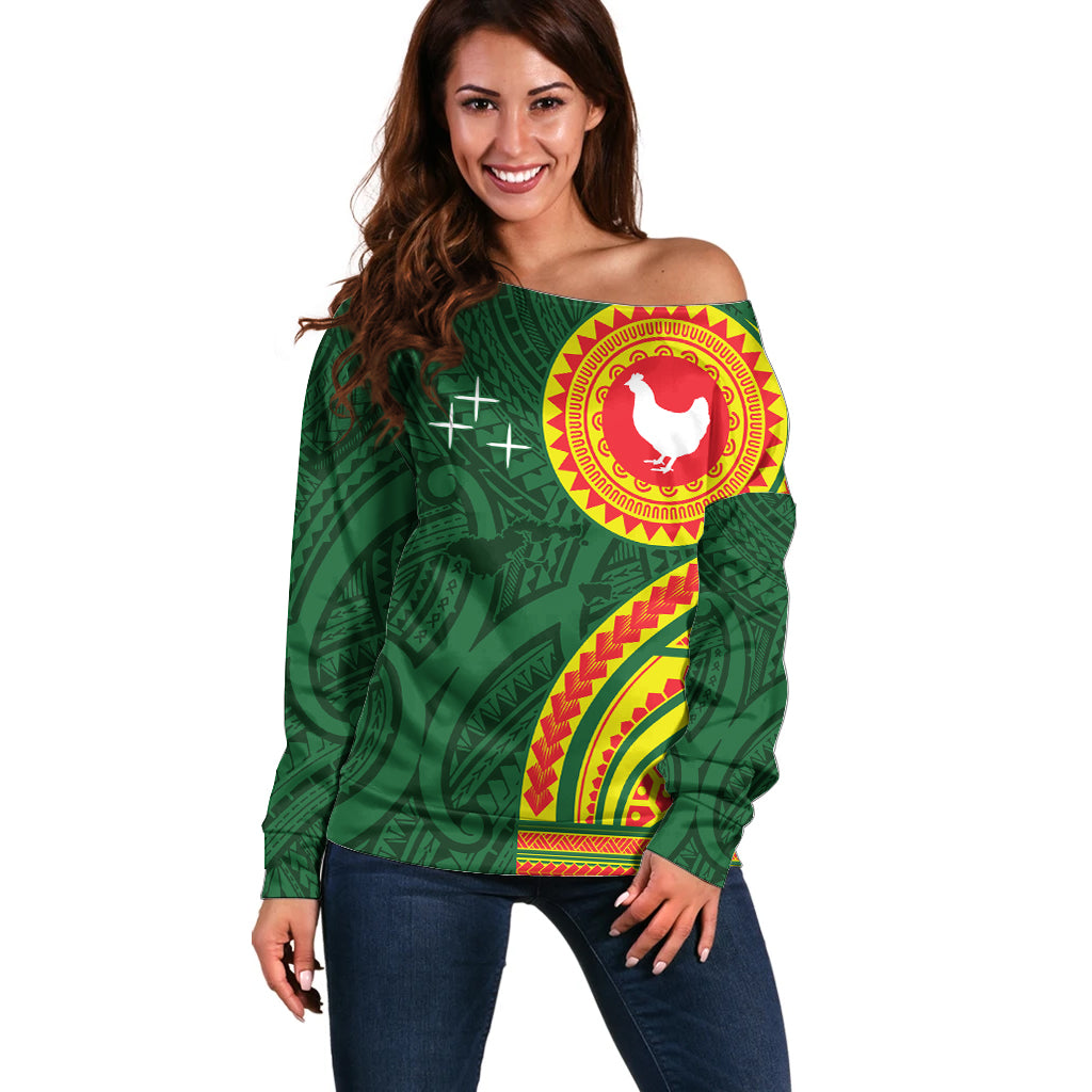 Manu'a Cession Day Off Shoulder Sweater Polynesian Pattern