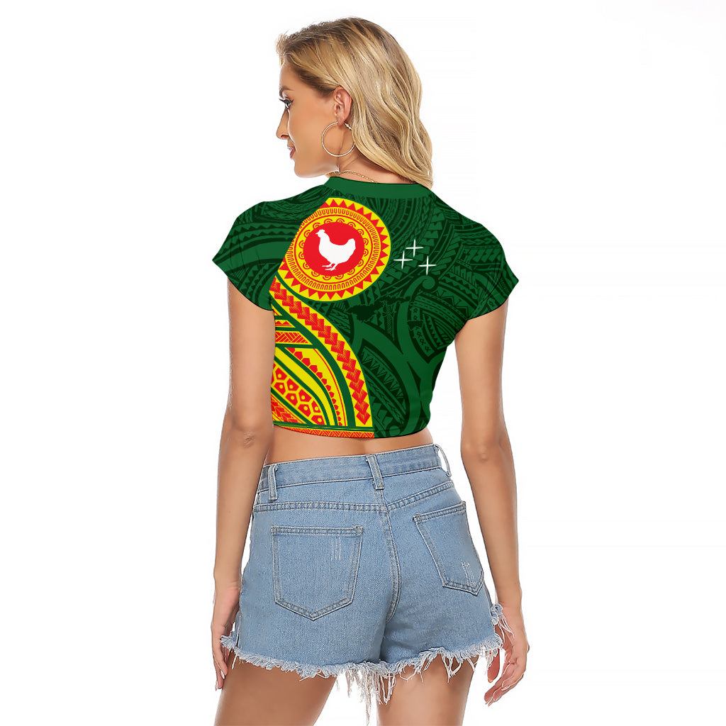 Manu'a Cession Day Raglan Cropped T Shirt Polynesian Pattern