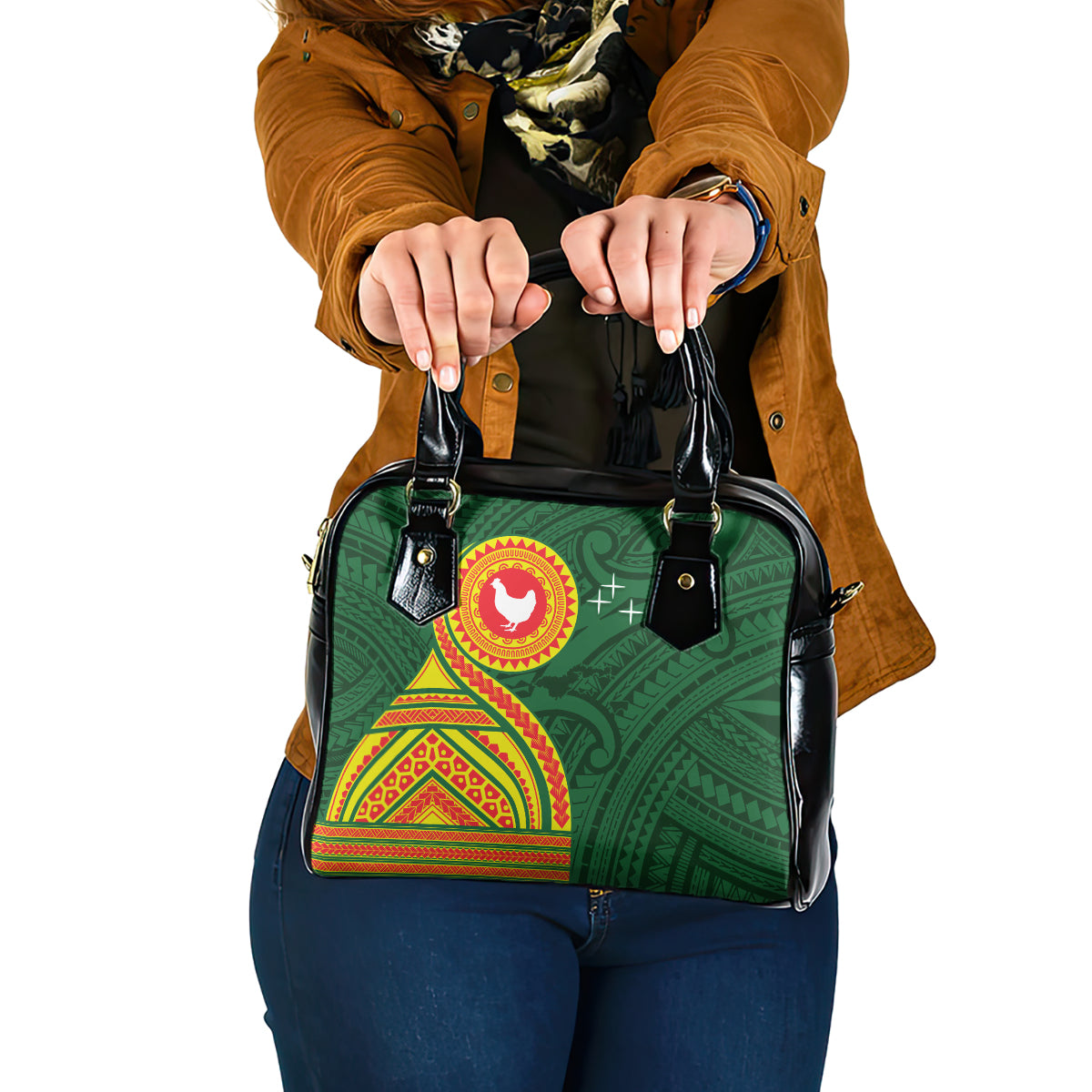 Manu'a Cession Day Shoulder Handbag Polynesian Pattern LT03 One Size Green - Polynesian Pride