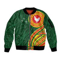Manu'a Cession Day Sleeve Zip Bomber Jacket Polynesian Pattern