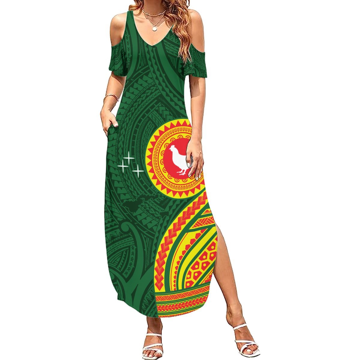 Manu'a Cession Day Summer Maxi Dress Polynesian Pattern LT03 Women Green - Polynesian Pride
