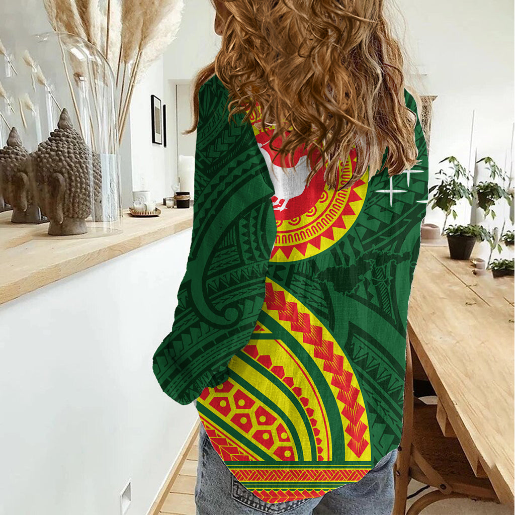 Manu'a Cession Day Women Casual Shirt Polynesian Pattern
