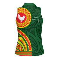 Manu'a Cession Day Women Sleeveless Polo Shirt Polynesian Pattern