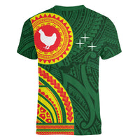 Manu'a Cession Day Women V-Neck T-Shirt Polynesian Pattern