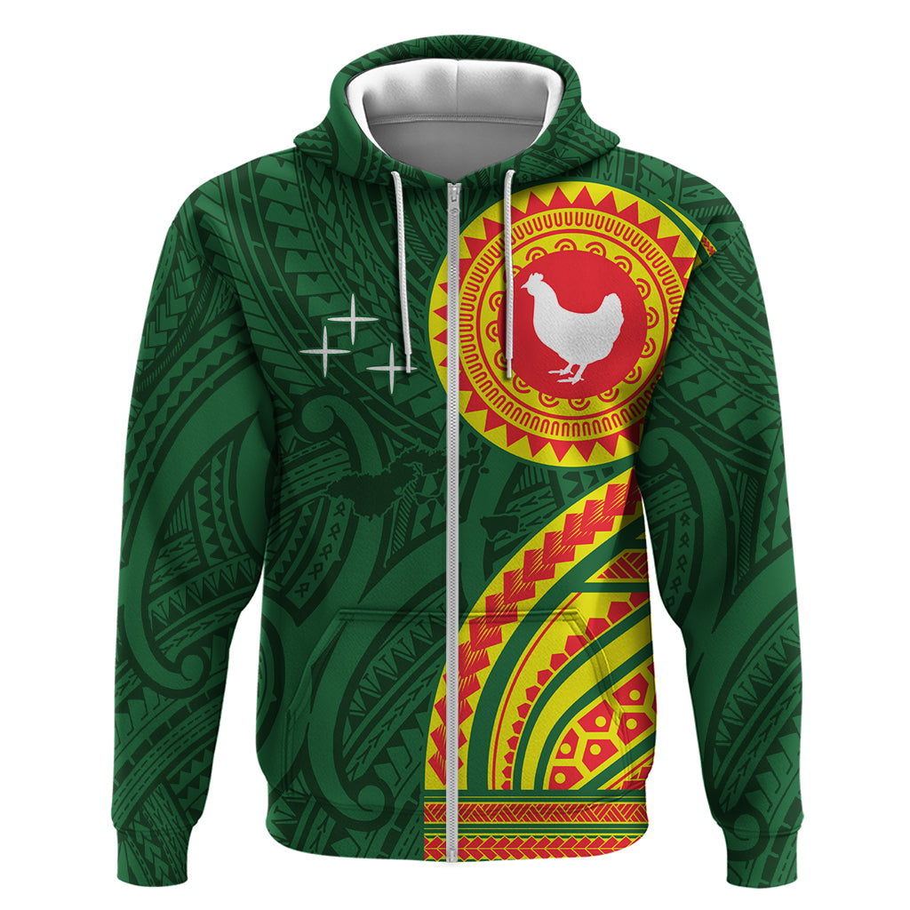Manu'a Cession Day Zip Hoodie Polynesian Pattern LT03 Zip Hoodie Green - Polynesian Pride
