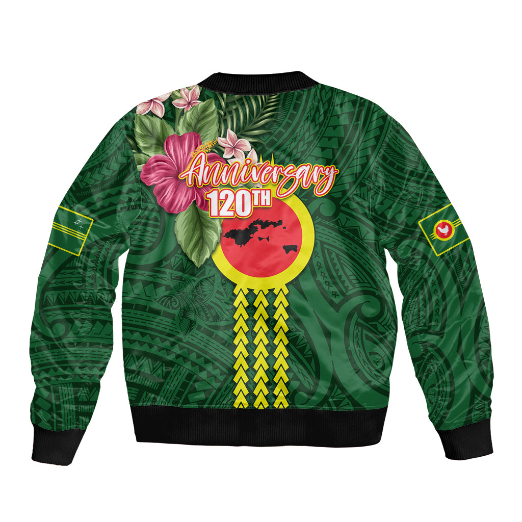 Manu'a Cession Day 120th Anniversary Bomber Jacket Polynesian Pattern and Hibiscus Flower