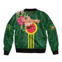 Manu'a Cession Day 120th Anniversary Bomber Jacket Polynesian Pattern and Hibiscus Flower