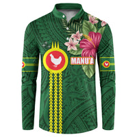 Manu'a Cession Day 120th Anniversary Button Sweatshirt Polynesian Pattern and Hibiscus Flower