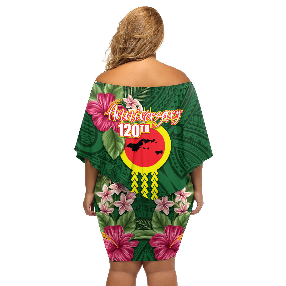 Manu'a Cession Day 120th Anniversary Family Matching Off Shoulder Short Dress and Hawaiian Shirt Polynesian Pattern and Hibiscus Flower