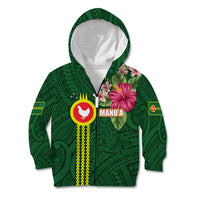 Manu'a Cession Day 120th Anniversary Kid Hoodie Polynesian Pattern and Hibiscus Flower
