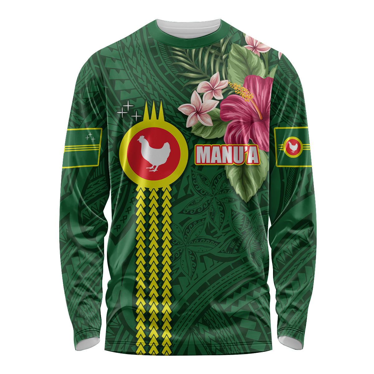Manu'a Cession Day 120th Anniversary Long Sleeve Shirt Polynesian Pattern and Hibiscus Flower LT03 Unisex Green - Polynesian Pride