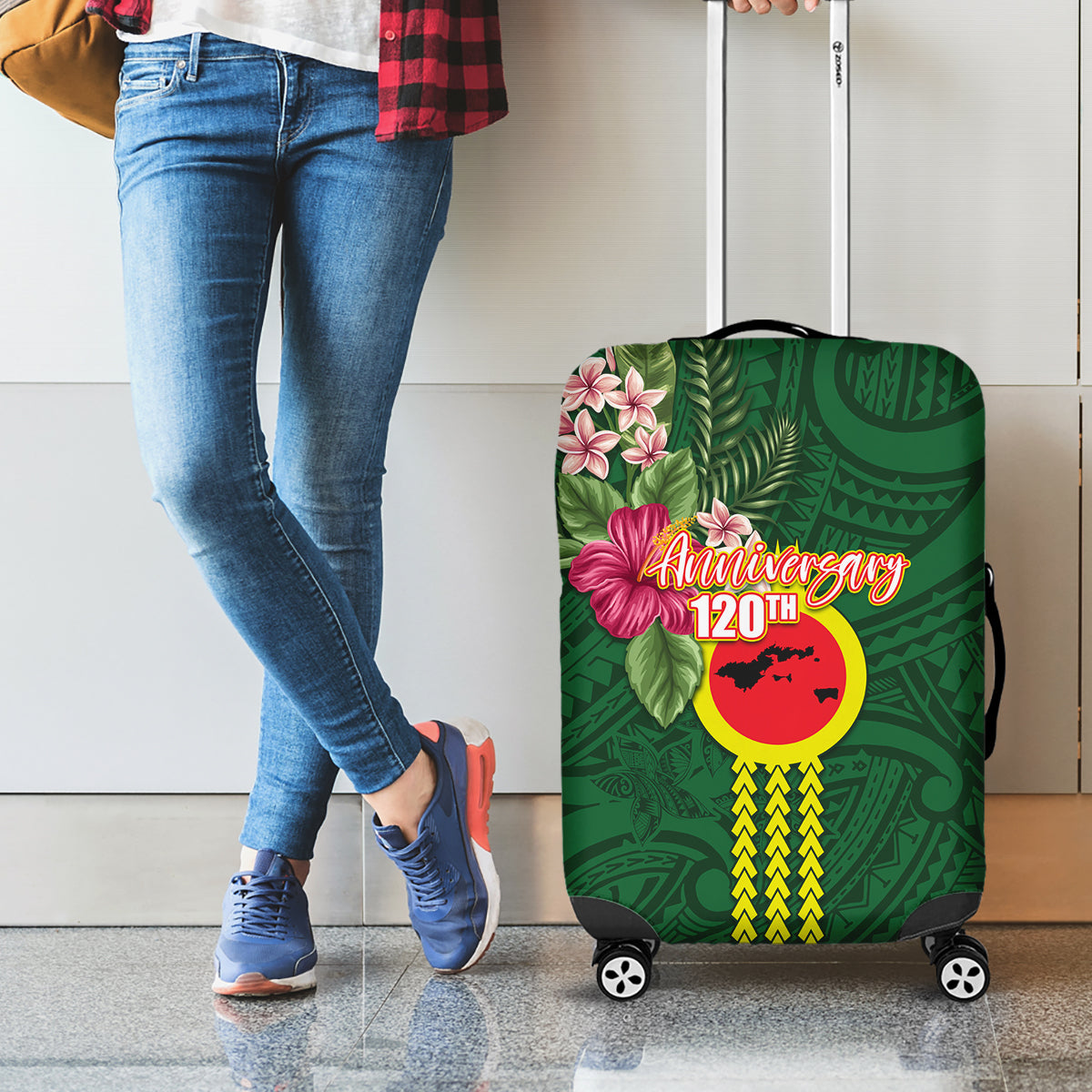 Manu'a Cession Day 120th Anniversary Luggage Cover Polynesian Pattern and Hibiscus Flower LT03 - Polynesian Pride