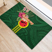 Manu'a Cession Day 120th Anniversary Rubber Doormat Polynesian Pattern and Hibiscus Flower