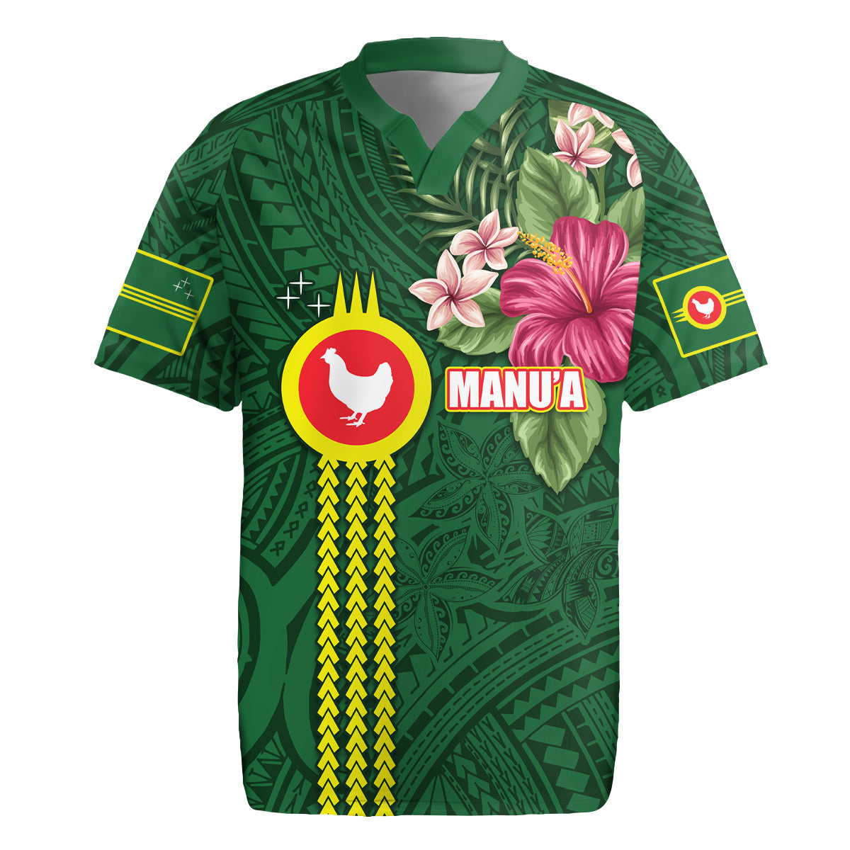Manu'a Cession Day 120th Anniversary Rugby Jersey Polynesian Pattern and Hibiscus Flower
