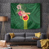 Manu'a Cession Day 120th Anniversary Tapestry Polynesian Pattern and Hibiscus Flower