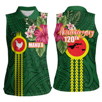 Manu'a Cession Day 120th Anniversary Women Sleeveless Polo Shirt Polynesian Pattern and Hibiscus Flower