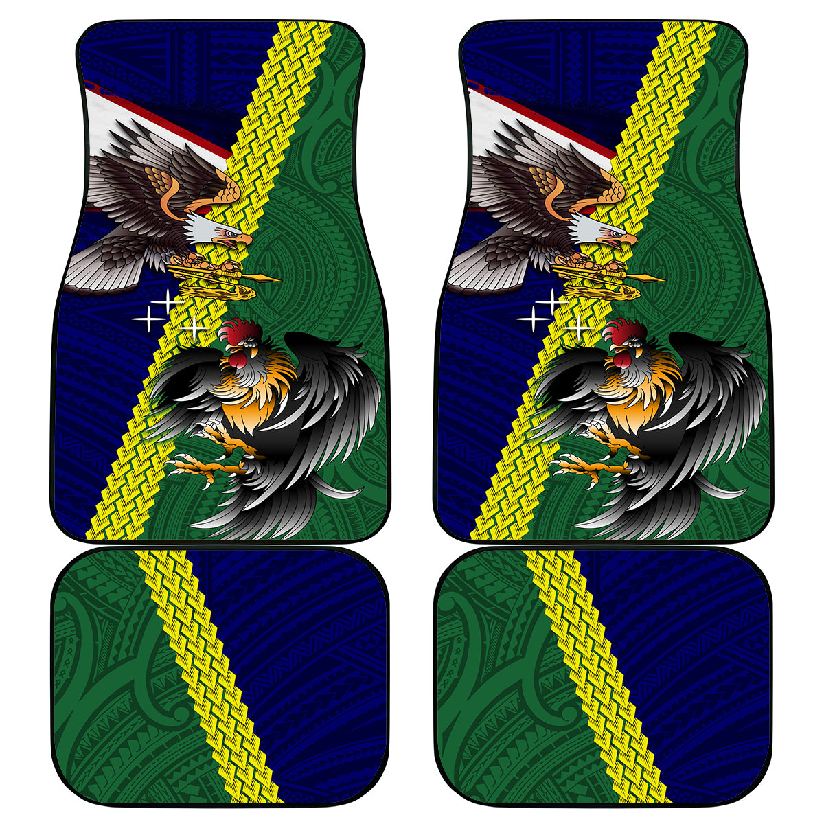 Manu'a Island and American Samoa Car Mats Rooster and Eagle Mascot
