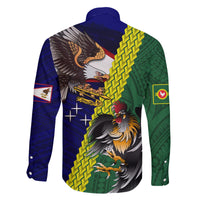 Manu'a Island and American Samoa Family Matching Long Sleeve Bodycon Dress and Hawaiian Shirt Rooster and Eagle Mascot