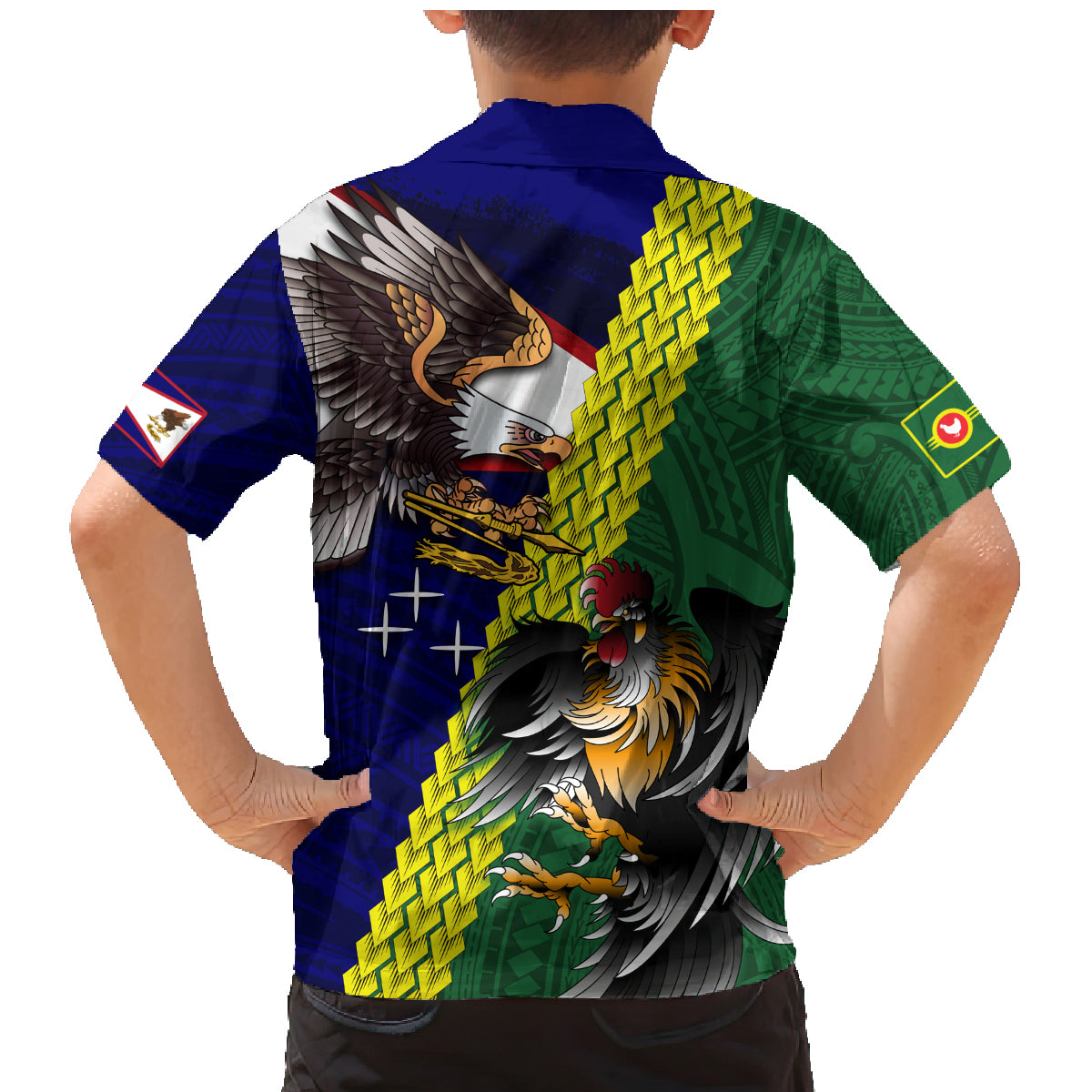 Manu'a Island and American Samoa Family Matching Mermaid Dress and Hawaiian Shirt Rooster and Eagle Mascot