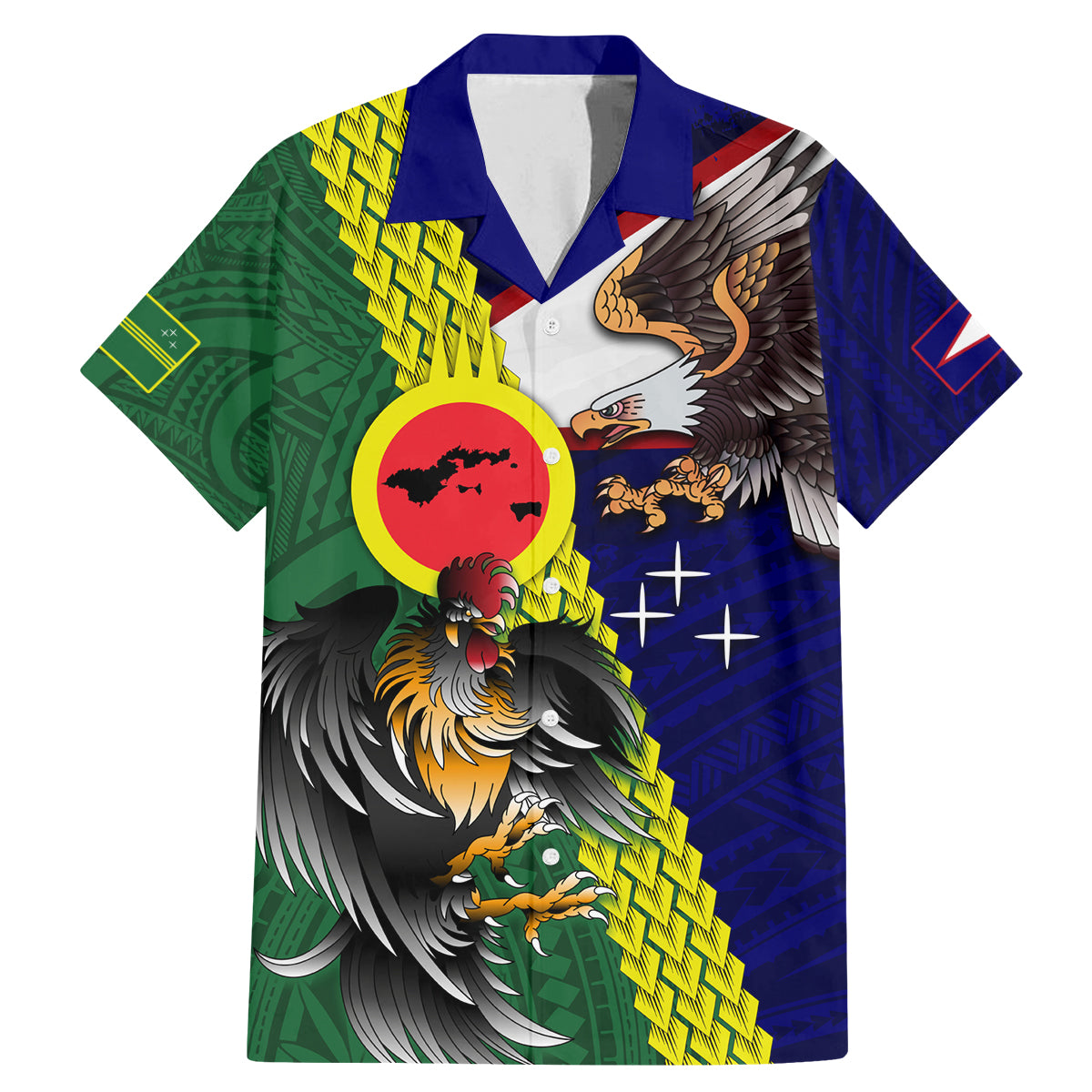 Manu'a Island and American Samoa Family Matching Mermaid Dress and Hawaiian Shirt Rooster and Eagle Mascot