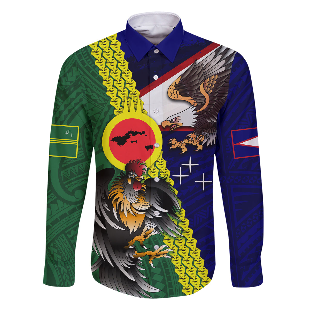 Manu'a Island and American Samoa Family Matching Mermaid Dress and Hawaiian Shirt Rooster and Eagle Mascot