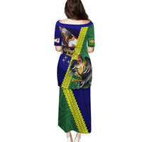 Manu'a Island and American Samoa Family Matching Puletasi and Hawaiian Shirt Rooster and Eagle Mascot