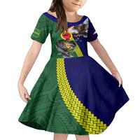 Manu'a Island and American Samoa Family Matching Short Sleeve Bodycon Dress and Hawaiian Shirt Rooster and Eagle Mascot