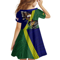 Manu'a Island and American Samoa Family Matching Short Sleeve Bodycon Dress and Hawaiian Shirt Rooster and Eagle Mascot