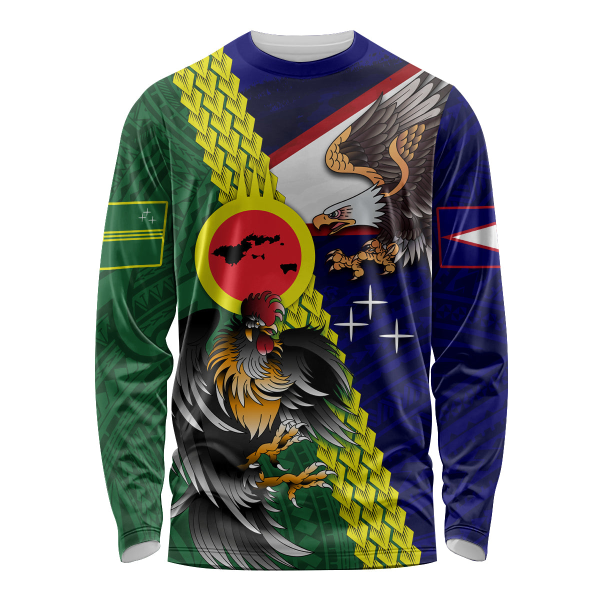 Manu'a Island and American Samoa Long Sleeve Shirt Rooster and Eagle Mascot