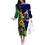 Manu'a Island and American Samoa Off The Shoulder Long Sleeve Dress Rooster and Eagle Mascot