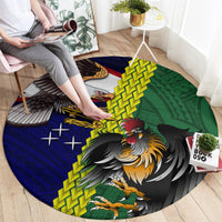 Manu'a Island and American Samoa Round Carpet Rooster and Eagle Mascot