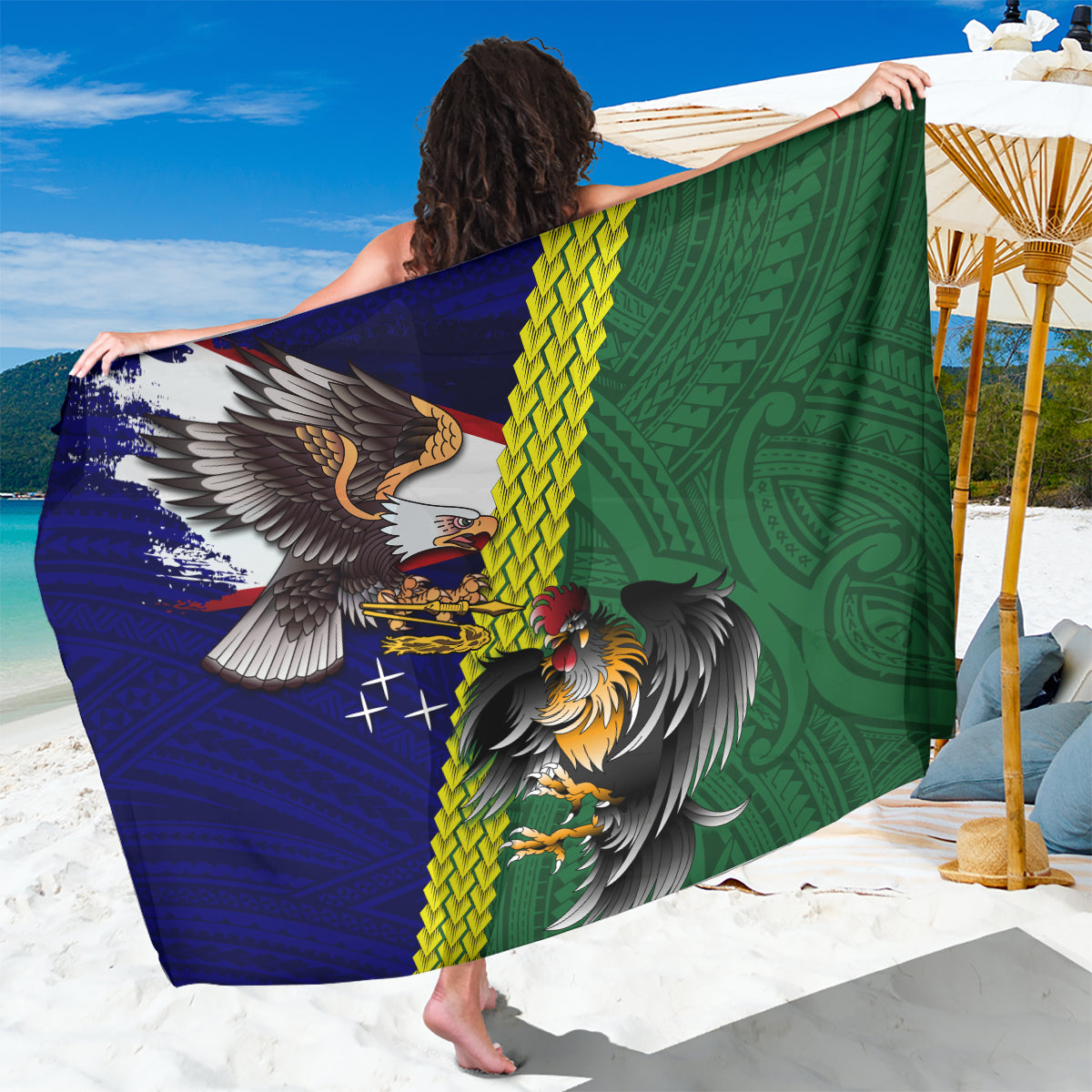Manu'a Island and American Samoa Sarong Rooster and Eagle Mascot