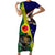 Manu'a Island and American Samoa Short Sleeve Bodycon Dress Rooster and Eagle Mascot