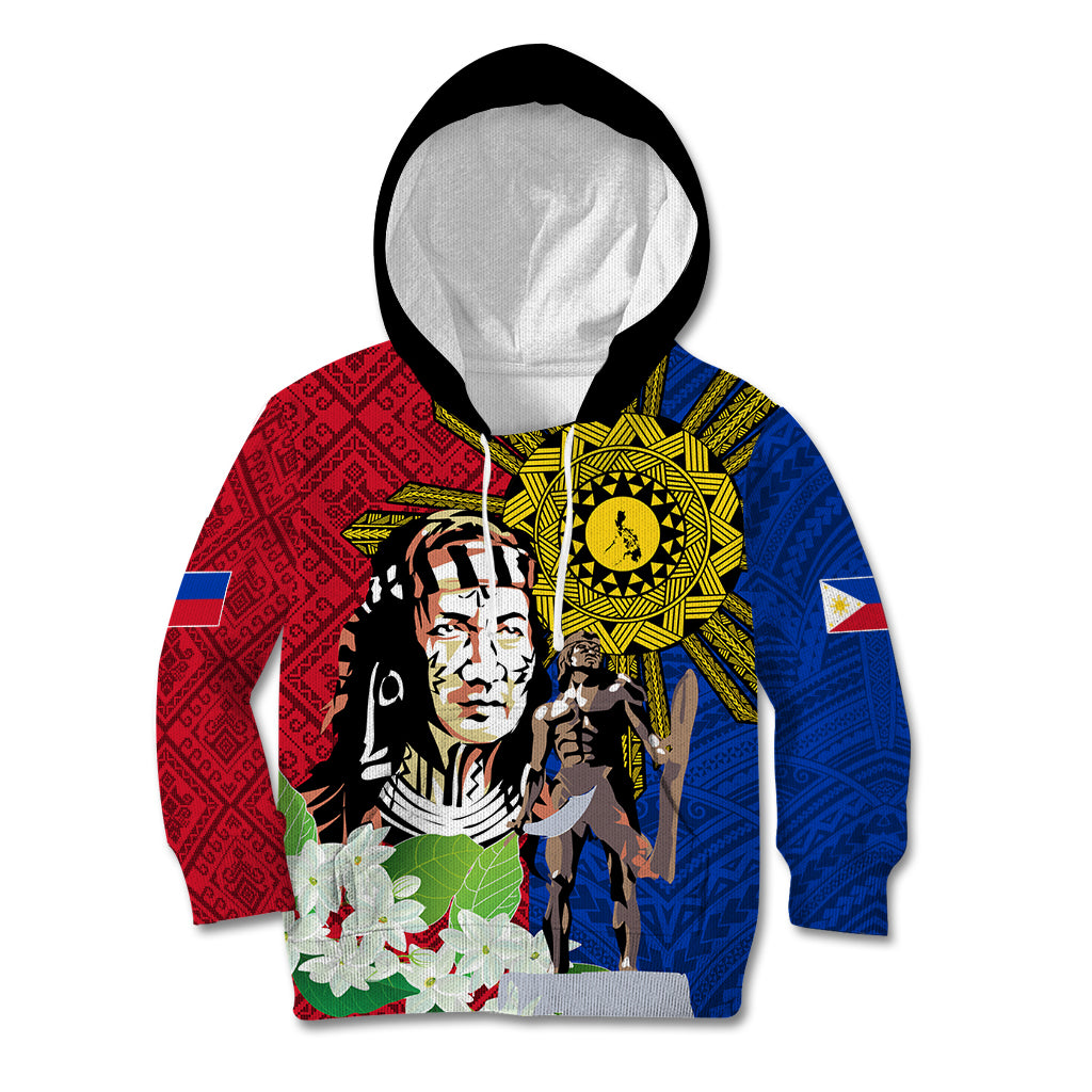 Philippines Lapu-Lapu Kid Hoodie Filipino Sun Tattoo With Yakan Pattern