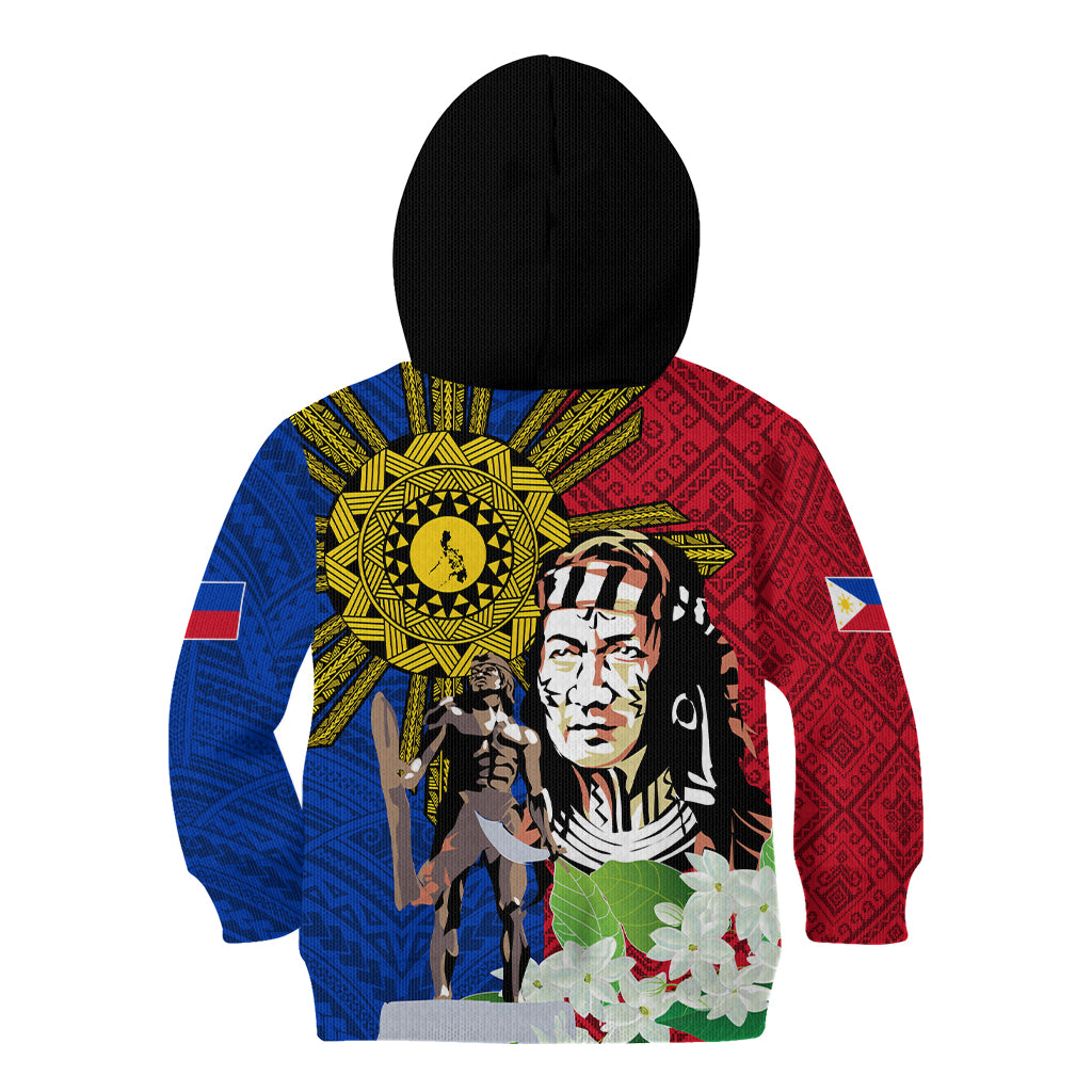 Philippines Lapu-Lapu Kid Hoodie Filipino Sun Tattoo With Yakan Pattern