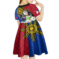 Philippines Lapu-Lapu Kid Short Sleeve Dress Filipino Sun Tattoo With Yakan Pattern