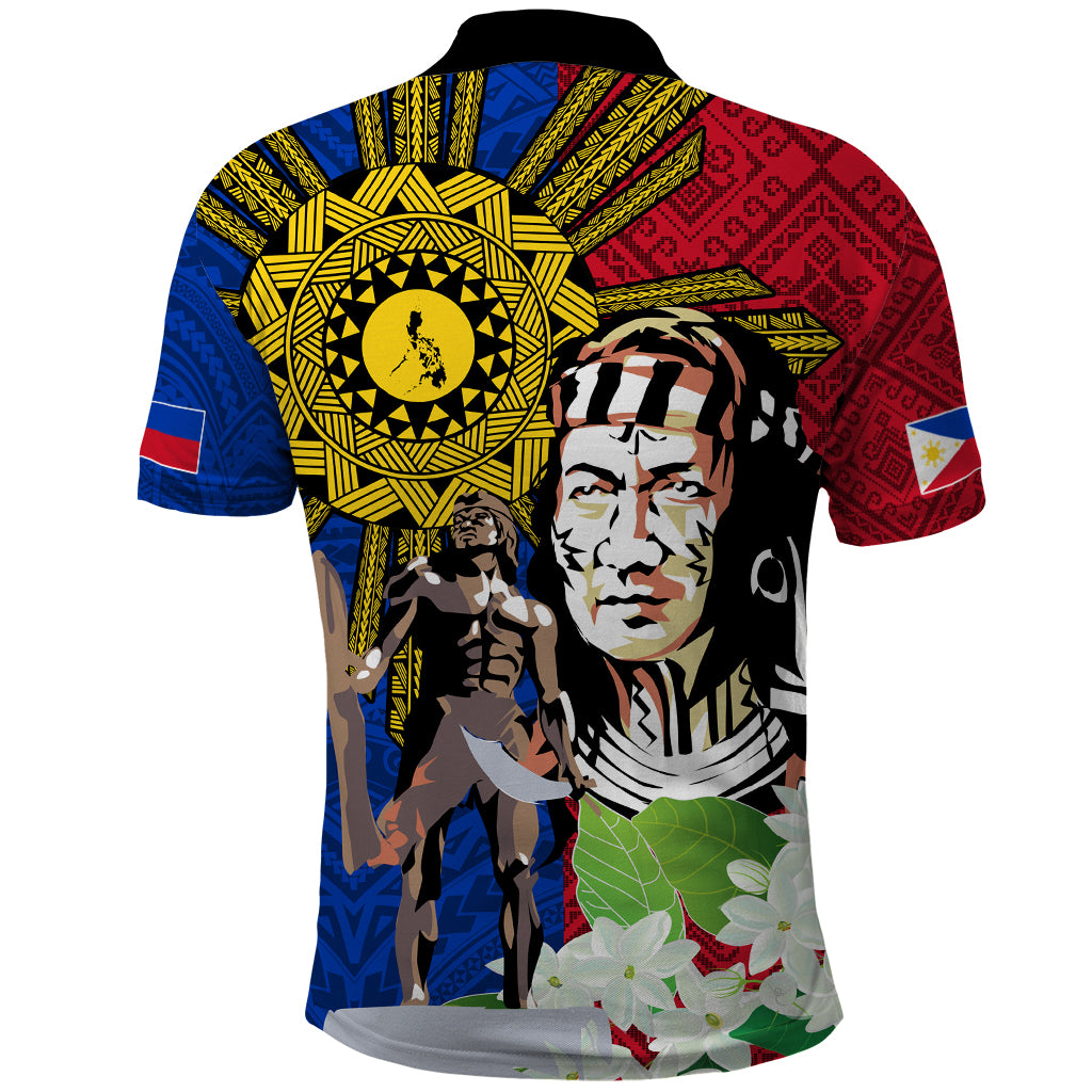 Philippines Lapu-Lapu Polo Shirt Filipino Sun Tattoo With Yakan Pattern