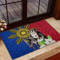 Philippines Lapu-Lapu Rubber Doormat Filipino Sun Tattoo With Yakan Pattern