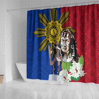 Philippines Lapu-Lapu Shower Curtain Filipino Sun Tattoo With Yakan Pattern