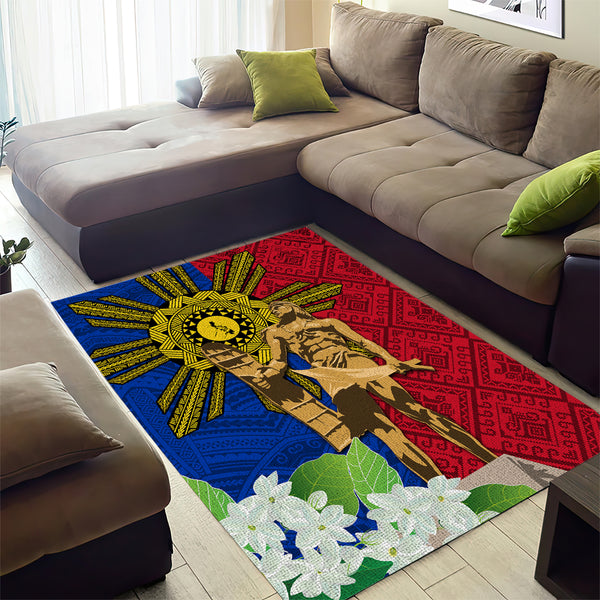 Philippines Lapu Lapu King Jasmine Flowers Area Rug Filipino Sun Tattoo ...
